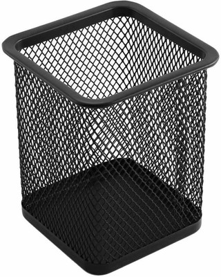 Top Trick 1 Compartments Metal pen Stand(Black)