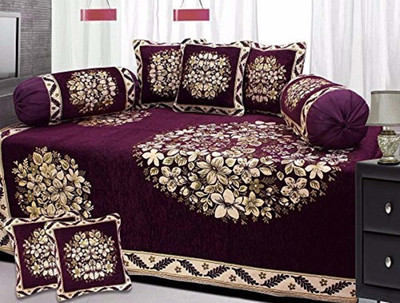 Shivkirpa Velvet Abstract Diwan Set(Purple)