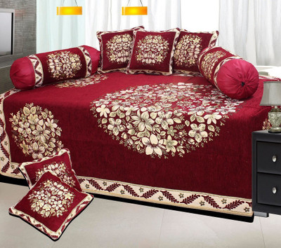 Shivkirpa Velvet Abstract Diwan Set(Maroon)