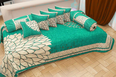 Shivkirpa Velvet Abstract Diwan Set(Green)