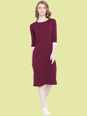 THE DRY STATE Women Sheath Maroon Dress