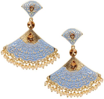 Styylo Jewels Traditional Gold Plated Kundan Pearl Classic Enamelled Danglers For Women And Girls Cubic Zirconia, Beads Alloy Drops & Danglers