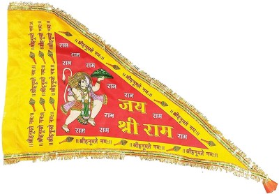 OMG Hanuman Flag / Bajrangbali Flag Size 32X52 Inch Big Size Pack of 1 Flag Triangle Outdoor Flag(Polyester)