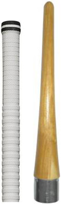 Raider Pack of One Wooden Cone (Gripper) + 1 Cricket Bat White Grip Extra Tacky(Pack of 2)
