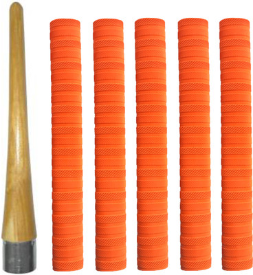 Raider Set of 5 Cricket Bat Orange Grip + One Wooden Gripper Chevron(Pack of 6)