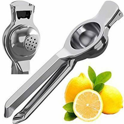 QWICK CLICK Steel Lemon Squeezer with Bottle Opener 2 in 1 Lemon Crusher Idea for Kitchen Hotel Hand Juicer(Silver)