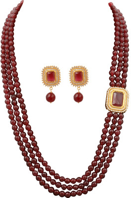 poojithajewellers Stone Red Jewellery Set(Pack of 1)