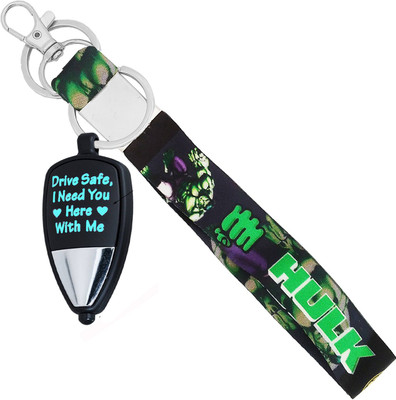 MGP FASHION High Quality Designer Drive Safe Light Message With Cartoon HULK Warning/Safety Hanging Key Holder for Sports Bike Lover Fan Car Bike Toy Locking Hook Metal Keyring Gift For Family & Friends (Multicolor) Key Chain