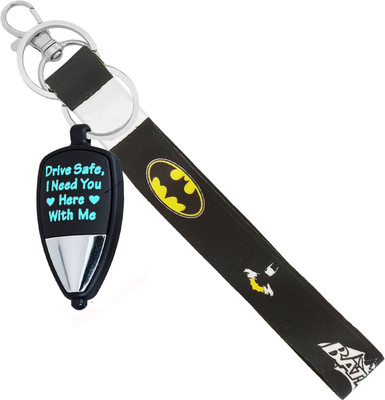 MGP FASHION High Quality Designer Drive Safe Message Light With Cartoon Batman Warning/Safety Hanging Key Holder for Sports Bike Lover Fan Car Bike Toy Locking Hook Metal Keyring Gift For Family & Friends (Multicolor) Key Chain