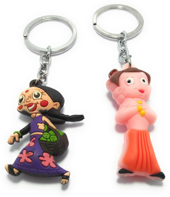 Key Era Combo Of 2 Chhota Bheem And Chutki Figure Rubber Key Chain