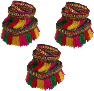 De-Ultimate CWG0126-002 Set Of 3 (20 Mtr Roll and 3.1cm Width) Multicolor Kiran Gota Trim Laces and Borders for Bridal Ethnic Dresses Suits Sarees Falls Lehengas Embellishment Clothes Apparels Sewing Decorations Arts and Crafts Lace Reel(Pack of 3)