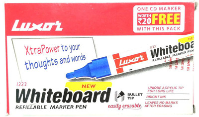LUXOR Whiteboard Marker Pen- Black - Refillable (10 Pieces) Pack of 2(Set of 20, Black)