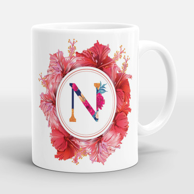 Sublikraft Alphabet N Multi Color Printed Ceramic Coffee Mug(330 ml)