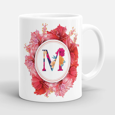 Sublikraft Alphabet M Multi Color Printed Ceramic Coffee Mug(330 ml)