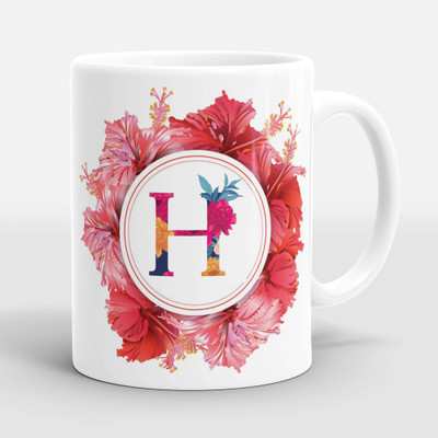 Sublikraft Alphabet H Multi Color Printed Ceramic Coffee Mug(330 ml)
