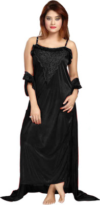 deepsales Women Nighty(Black)