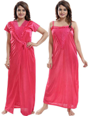 ovida Women Nighty Set(Pink)