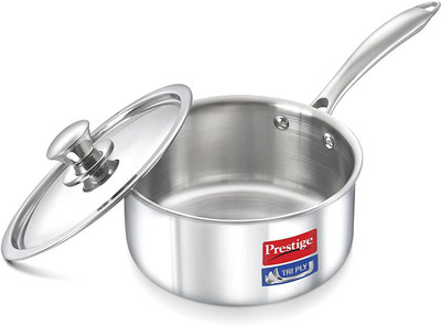 Prestige Tri-Ply Stainless Steel Sauce Pan 16 cm diameter with Lid 1.5 L capacity(Stainless Steel, Induction Bottom)