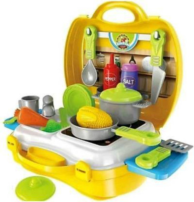MANGUKIYA EMPIRE Suitcase Carry Case Kids Real Action Portable Kitchen Play Set