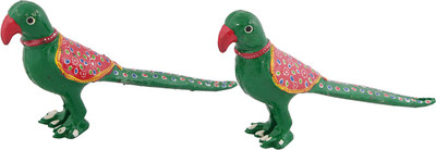 Great Art Parrot Metal Showpiece multicolor Decorative Showpiece  -  11 cm(Paper Mache, Green)
