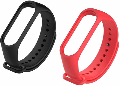 PORTLIX Sports Soft Silicone Durable TPU Wristband Lightweight Strap For (Watch Not Included) Smart Band Strap-2PCS Combo Smart Band Strap(Black, Red)