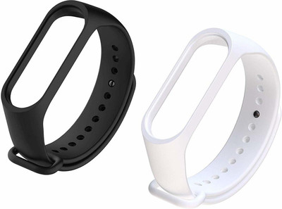 PORTLIX Sports Soft Silicone Durable TPU Wristband Lightweight Strap For (Watch Not Included) Smart Band Strap-2PCS Combo Smart Band Strap(Black, White)