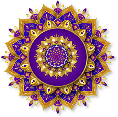 DivineDesigns 41 cm 3d Rangoli Sticker ( Size :- 16 X 16 inch ) Self Adhesive Sticker(Pack of 1)