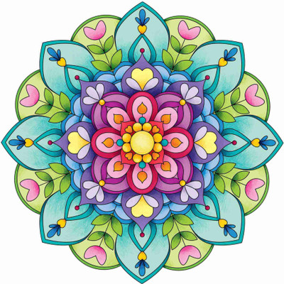DivineDesigns 41 cm Mandala Color Leaf Sticker ( Size :- 16 X 16 inch ) Self Adhesive Sticker(Pack of 1)