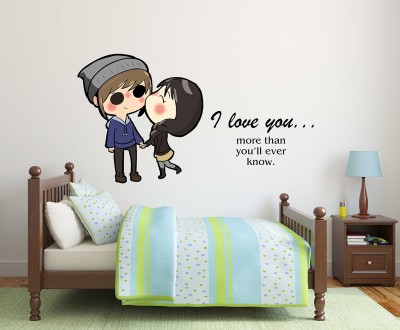 Wollzo 100 cm Love couple Removable Sticker(Pack of 1)