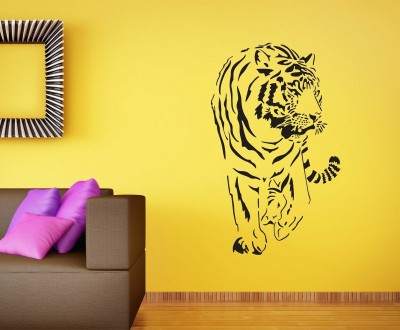 fuzzy 75 cm Tiger Self Adhesive Sticker(Pack of 1)