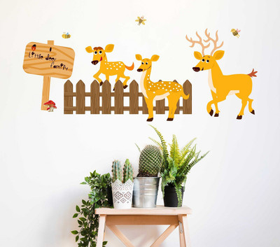 fuzzy 105 cm Deer Self Adhesive Sticker(Pack of 1)