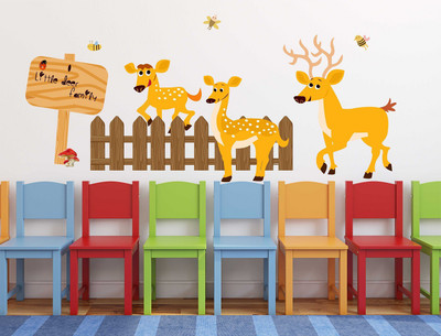 fuzzy 100 cm Deer Self Adhesive Sticker(Pack of 1)