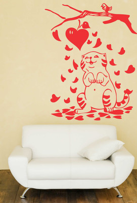 fuzzy 70 cm Cat Self Adhesive Sticker(Pack of 1)