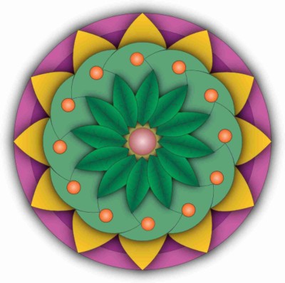 DivineDesigns 41 cm Leaf Design Mandala Sticker ( Size :- 16 X 16 inch ) Self Adhesive Sticker(Pack of 1)