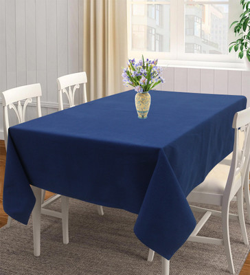 AIRWILL Cotton 4 Seater Solid Table Cover(Blue)