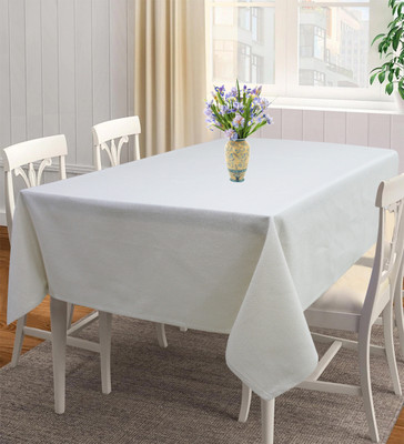 AIRWILL Cotton 4 Seater Solid Table Cover(White, Green)