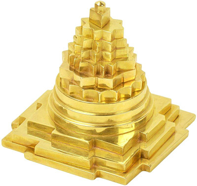 FOBHIYA Golden Metal Brass Meru Prustha Shree Yantra, Metal Shree Yantra Meru Yantra, for Wealth, Prosperity, Luck, Success & Financial Gain, Made in India Best for Gifting Brass Yantra(Pack of 1)