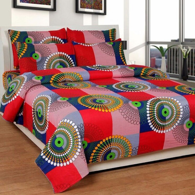 Shrya 140 TC Polycotton Double Abstract Flat Bedsheet(Pack of 1, Blue)