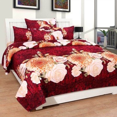 BHAVYA 130 TC Polycotton Double Abstract Flat Bedsheet(Pack of 1, White)