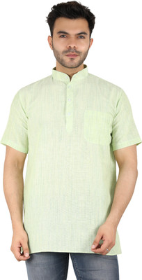 Latest Chikan Men Self Design Straight Kurta(Green)