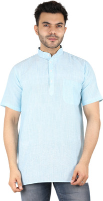 Latest Plus Men Self Design Straight Kurta(Light Blue)