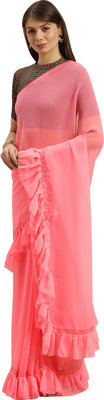 Shavya Solid/Plain Bollywood Georgette Saree(Pink)