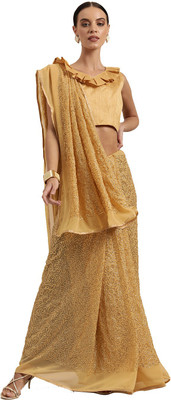 BOVTY Self Design Bollywood Georgette Saree(Pink)