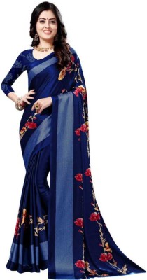 THE RED LION ENTERPRISE Printed Bollywood Georgette Saree(Blue)