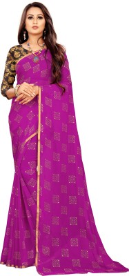 JiproStore Printed Bollywood Chiffon Saree(Magenta)