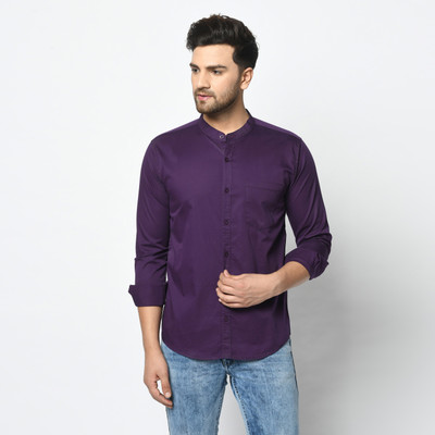 STUDIO NEXX Men Solid Casual Purple Shirt