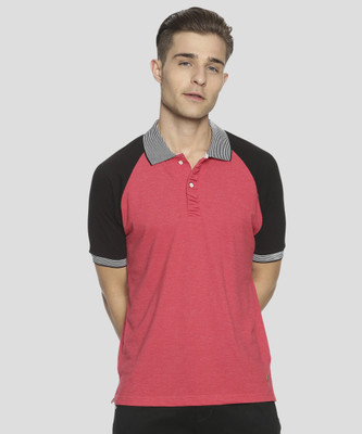 CAMPUS SUTRA Colorblock Men Polo Neck Pink T-Shirt