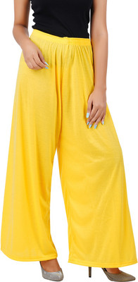 Buy That Trendz Flared Women Yellow Trousers