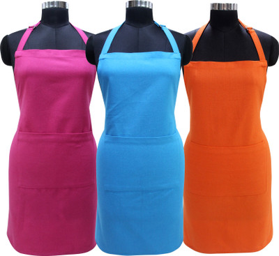 AIRWILL Cotton Chef's Apron - Free Size(Multicolor, Pack of 3)