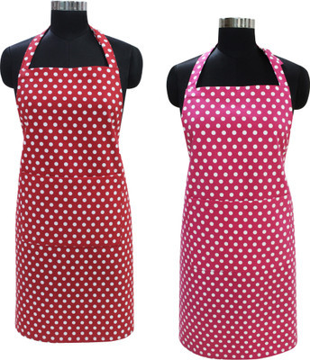 AIRWILL Cotton Chef's Apron - Free Size(Red, Pink, Pack of 2)